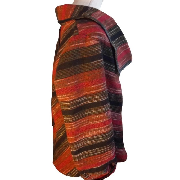 Jolt Women Red Black Tribal Print Wool Blend Jacket Sz M Toggle Buttons Pockets - Picture 6 of 11